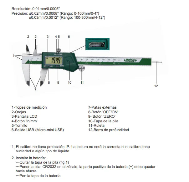 Pie de Rey Digital - Rango (0...200) mm
