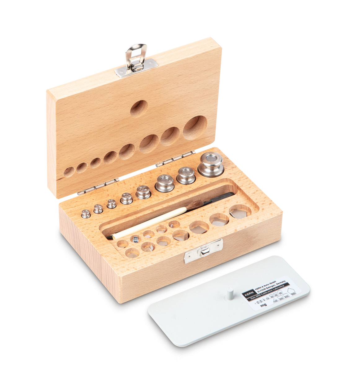 Juego de pesas patrón de 1 mg - 50 g acero inoxidable - en estuche de madera