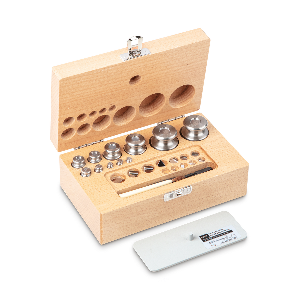 Juego de pesas patrón de 1 mg a 200 g acero inoxidable - en estuche de madera