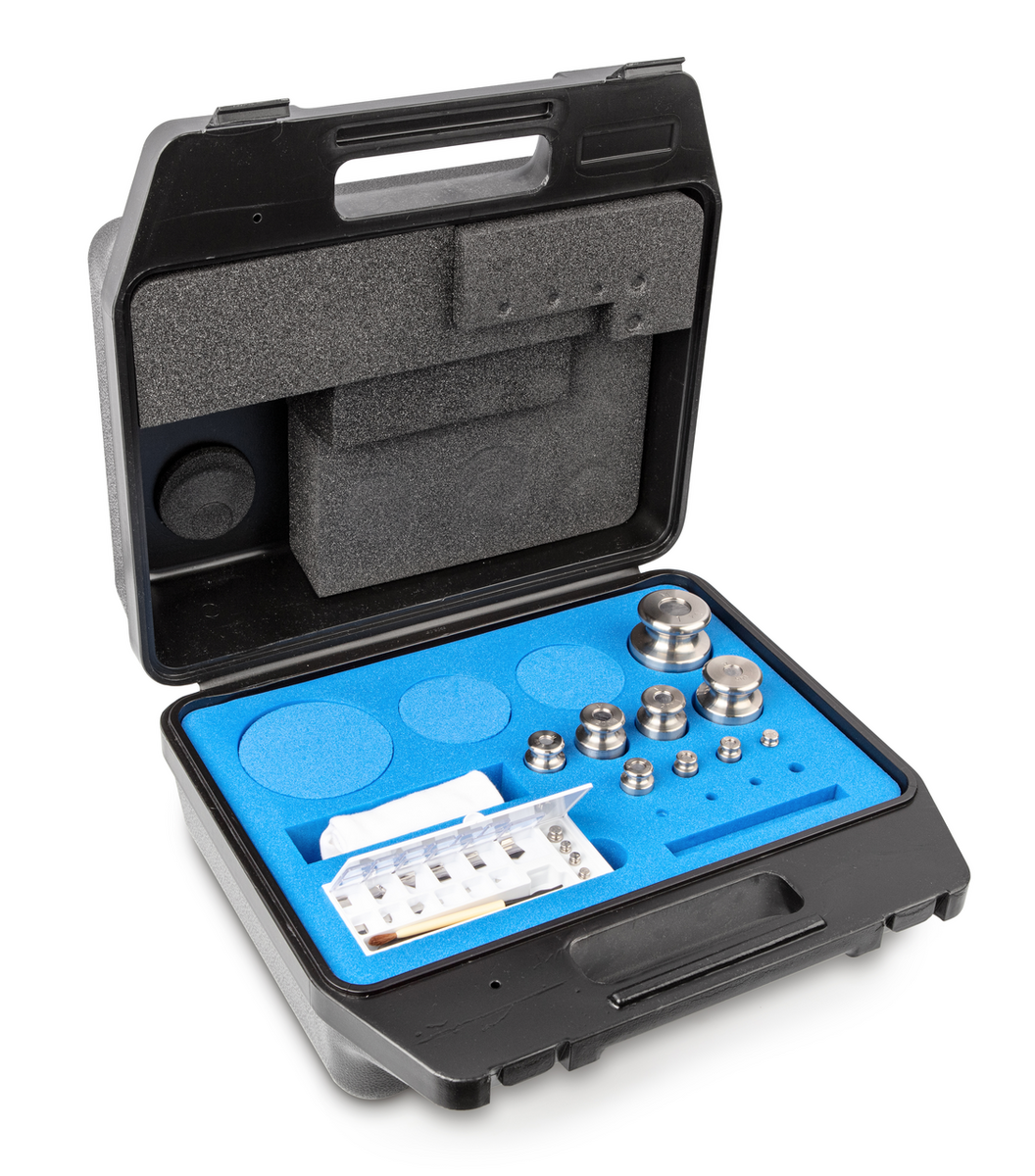 Juego de pesas patrón de 1 mg a 1 kg acero inoxidable - en estuche de plástico