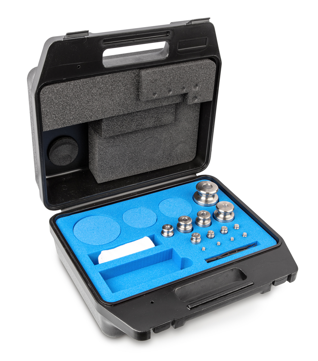 Juego de pesas patrón de 1 g a 1 kg de acero inoxidable - en estuche de plástico