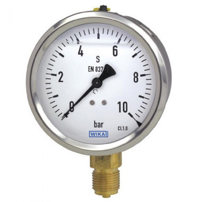 Vacuómetro Analógico relleno de glicerina - 63mm - (-1…0) bar - Conexión G1/4B en latón