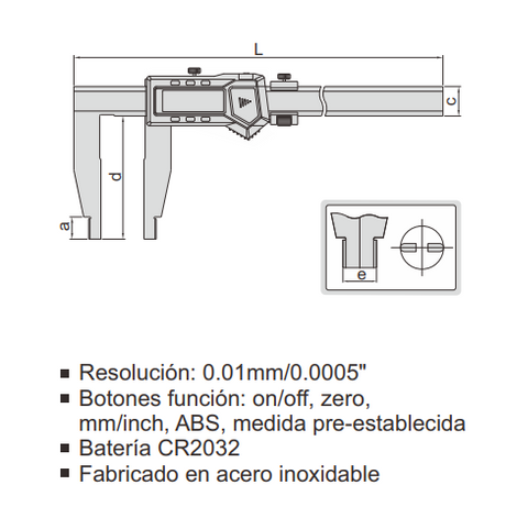 Pie de rey digital de tornero con salida de datos – Rango (0…300 mm) | Resolución 0,01 mm