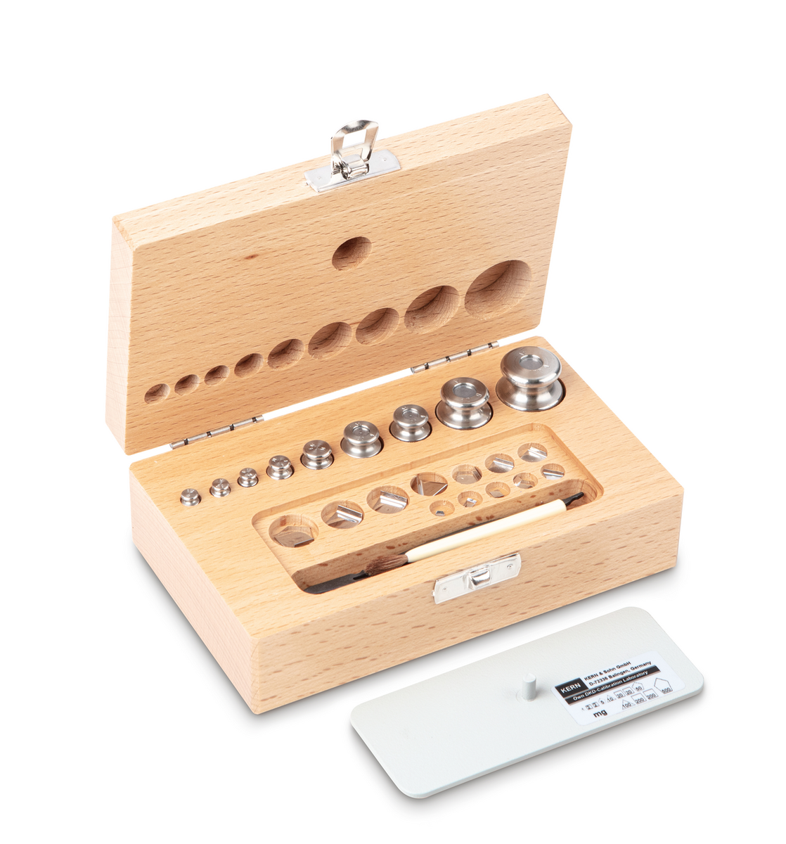 Juego de pesas patrón de 1 mg a 100 g de acero inoxidable - en estuche de madera