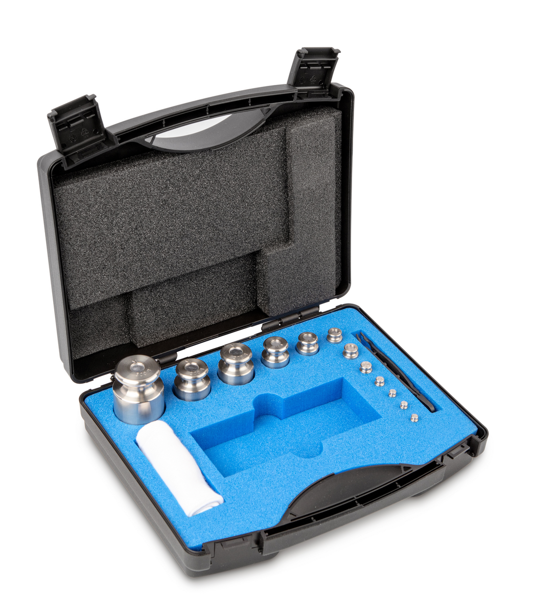 Juego de pesas patrón de  1 g a 500 g acero inoxidable - en estuche de plástico