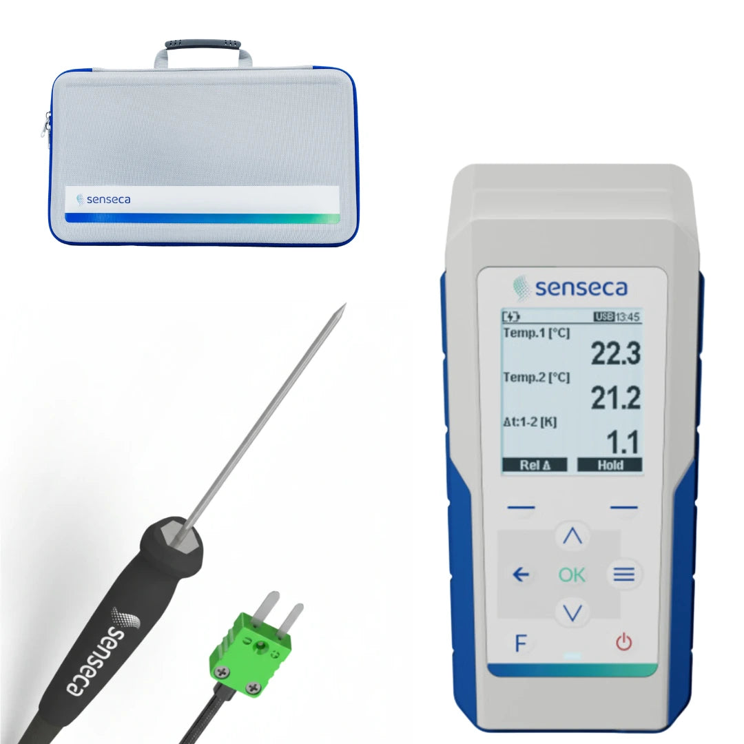 Kit termómetro digital con sonda de inmersión tipo K 300 mm y maletín