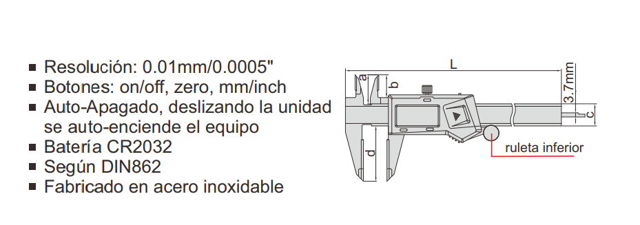 Calibre Digital Puntas MD Inferiores 300mm