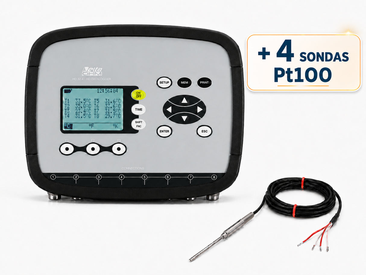 Registrador Temperatura HD32.7 con 4 Sondas Pt100