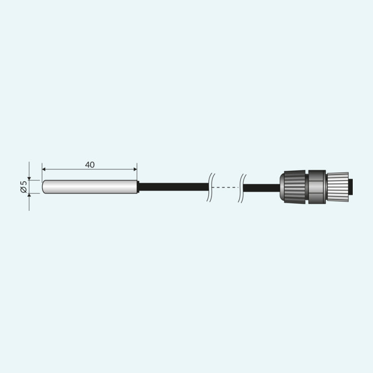 Sonda de Temperatura con Conector, Sensor NTC _10 KΩ_Cable 10m