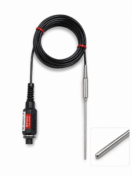 Sonda pt100 clase 1/10  Vaina 100mm angulo 90º Cable 5m. Incluye conector