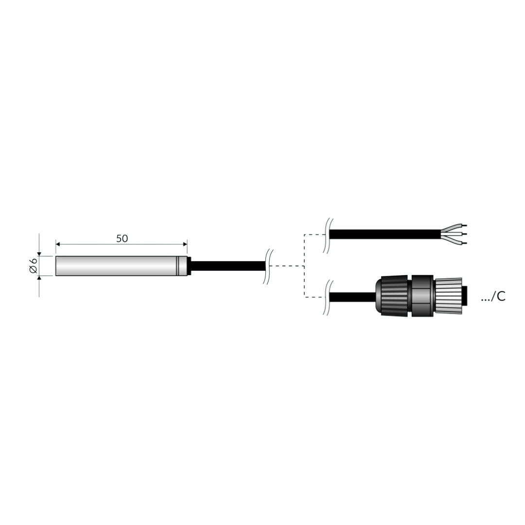 Sonda de temperatura de acero inoxidable. Sensor DIN Pt100 de 4 hilos 1/3.